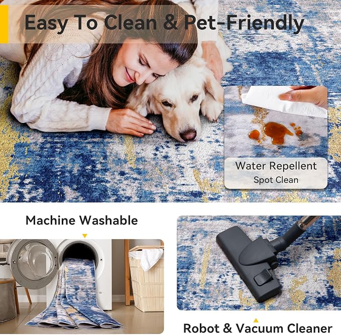 RELEANY Washable Area Rugs 2x7 Non-Slip Modern Abstract Soft - Image 5