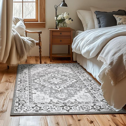 Lessymo 3 x 5 Area Rugs for Living Room- Machine Washable Area Rugs Boho Faux - Image 3