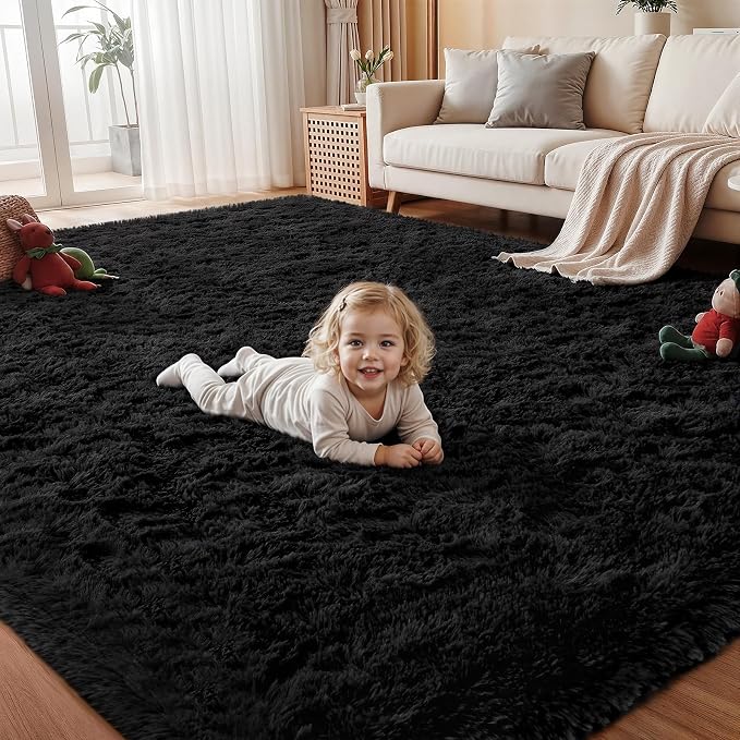 Area Rug for Living Room Bedroom: 4x6 Soft Fluffy Shag Rugs Upgrade Non-Slip by EXPEDIX