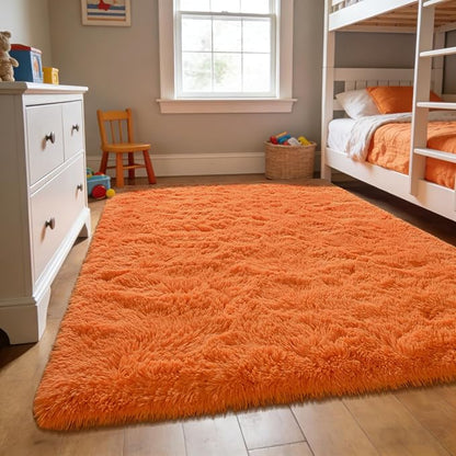 Andecor Shag Area Rug for Living Room, 6x9 Feet Orange Soft Fluffy Indoor Plush - Image 6