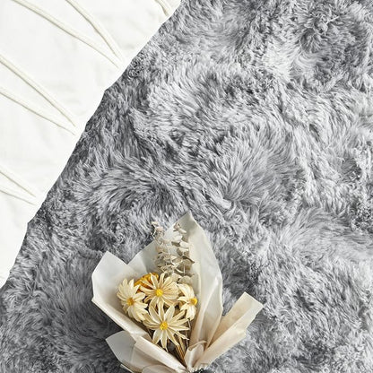 FlyDOIT Large Area Rugs for Living Room, 5x8 Feet Tie-Dyed Light Grey Shaggy - Image 5