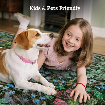 AMTOVO 9x12 Washable Area Rugs for Living Room, Non-Slip&Non-Shedding Floral - Image 6
