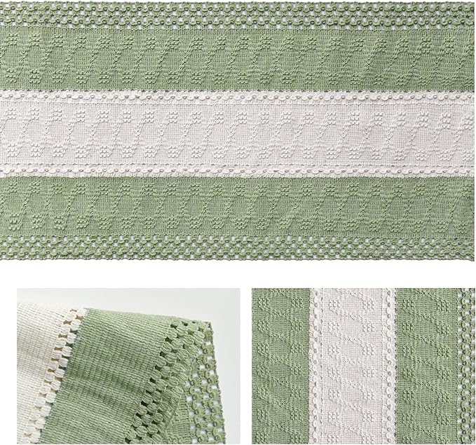 Artoid Mode Light Green Farmhouse Woven Table Runner 12x36 Inch | Seasonal - Image 6