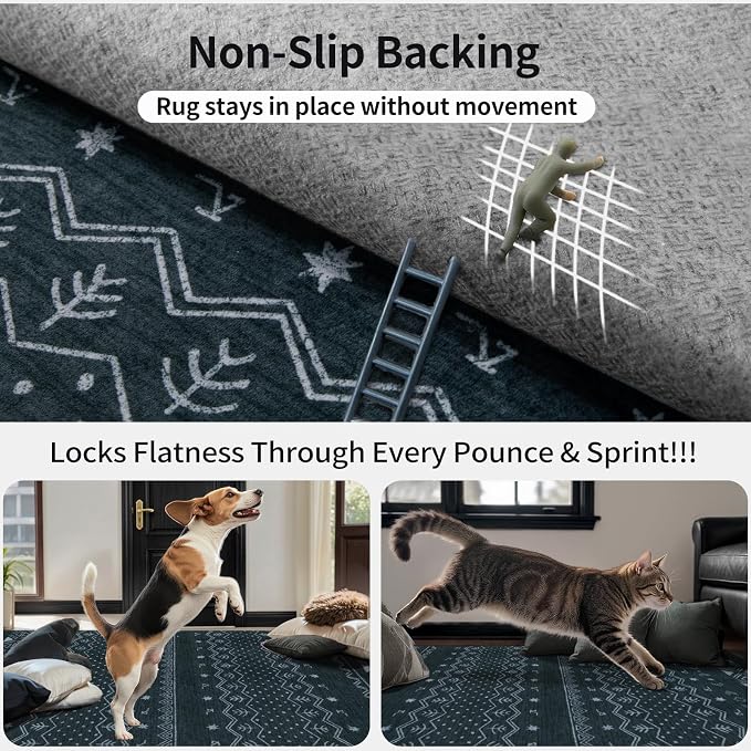 SERISSA 4x6 Area Rugs for Living Room, Washable Non-Slip Grey Boho Rug - Image 5