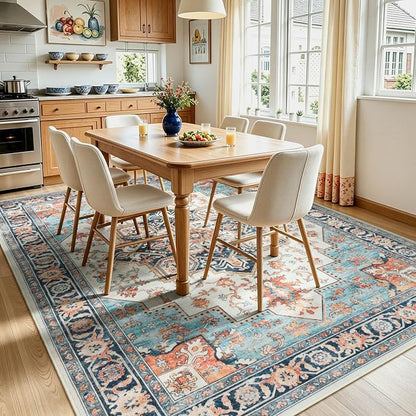 Lofus 5x7 Washable Rugs Non-Slip, Vintage Floral Area Rug - Image 5