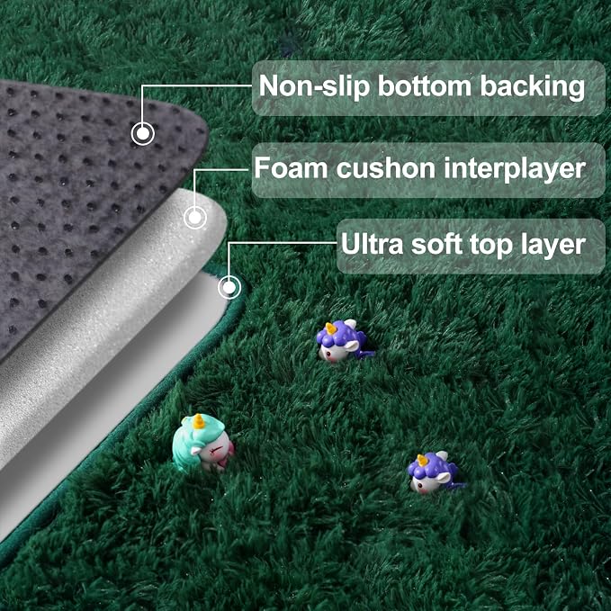 qulint Green Area Rug for Bedroom 3x5, Fluffy Soft Shag Rugs for Living Room - Image 6