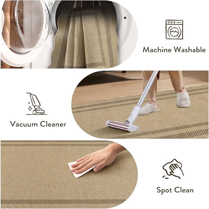 LIVEBOX Scalloped Easy Jute 4x6 Outdoor Rug, Washable Non Slip Geometric Area - Image 7
