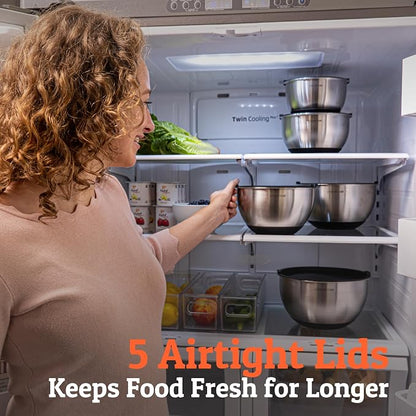 Premium Mixing Bowls With Lids Set, Airtight Lids, Thicker Stainless Steel - Image 4