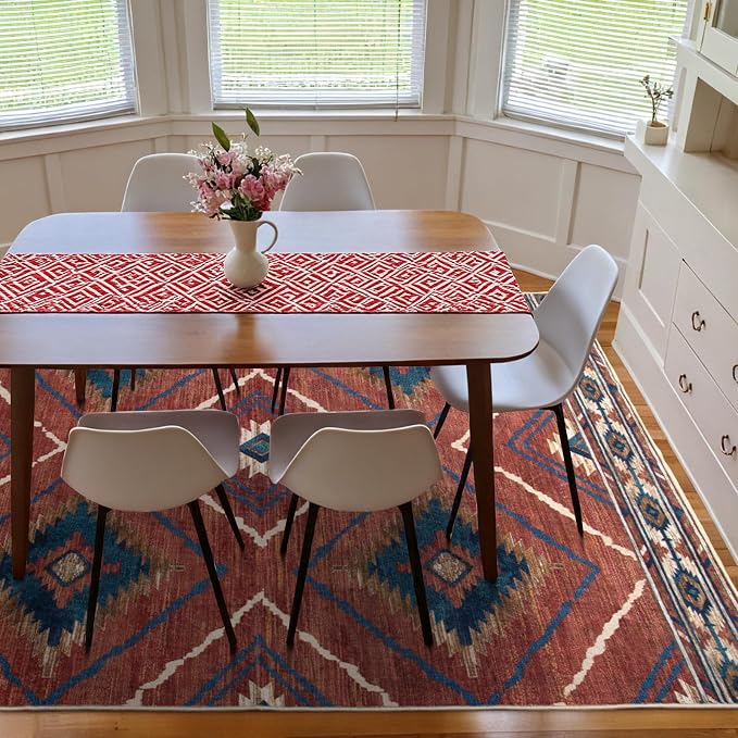 BESTSWEETIE Area Rug 8x8 Rug Machine Washable Non-Slip Low Pile Print Pattern - Image 6