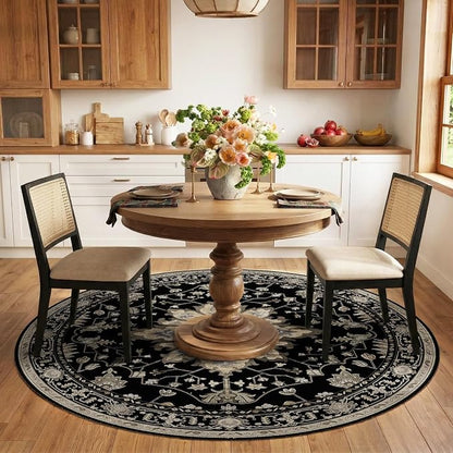 RELEANY Area Rugs Round 6ft Washable Non-Slip, Floral Vintage Distress - Image 2