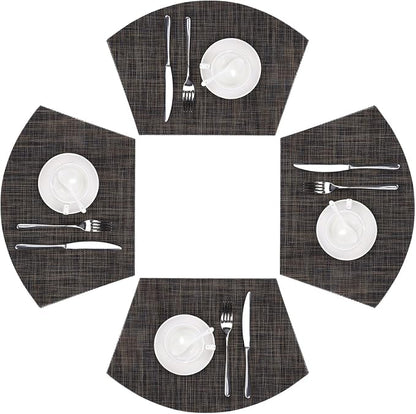 SHACOS Small Wedge Placemats Set of 4 Woven Vinyl Round Table Placemats Wipe by SHACOS