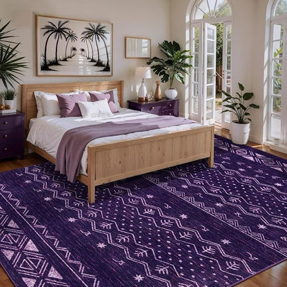 SERISSA 6x9 Area Rugs for Living Room, Washable Non-Slip Purple and White Boho - Image 2