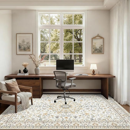 5x7 Area Rugs Living Room Rug: Washable Vintage Boho Rug No Slip Stain - Image 9