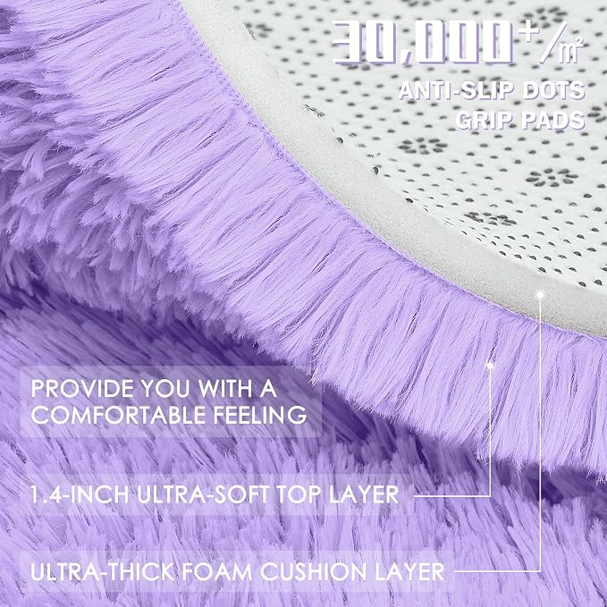 OLANLY 3x5 Machine Washable Small Bedside Rug, Soft Fluffy Shaggy Rugs - Image 7