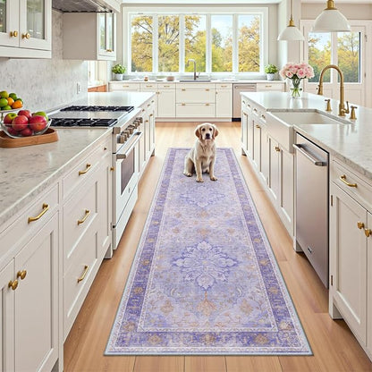 RELEANY Area Rugs Runner 2'x8' Washable Non-Slip, Floral Vintage Distress by RELEANY