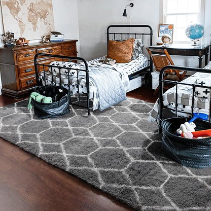 ONASAR Area Rugs for Bedroom Living Room, 4x6 Fluffy Grey and White Floor Rug - Image 7