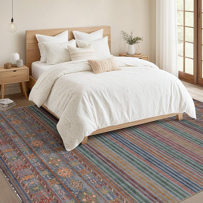 Nakagishi 5X7 Area Rugs Living Room: Washable Large Vintage Rug Neutral - Image 5