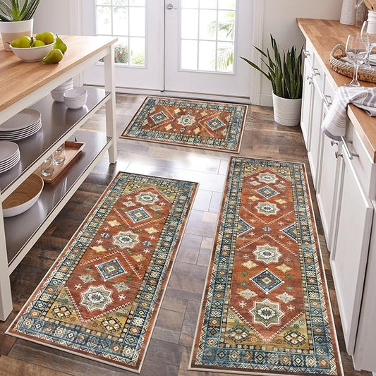 HEBE Boho Kitchen Rug Sets 3 Piece by HEBE