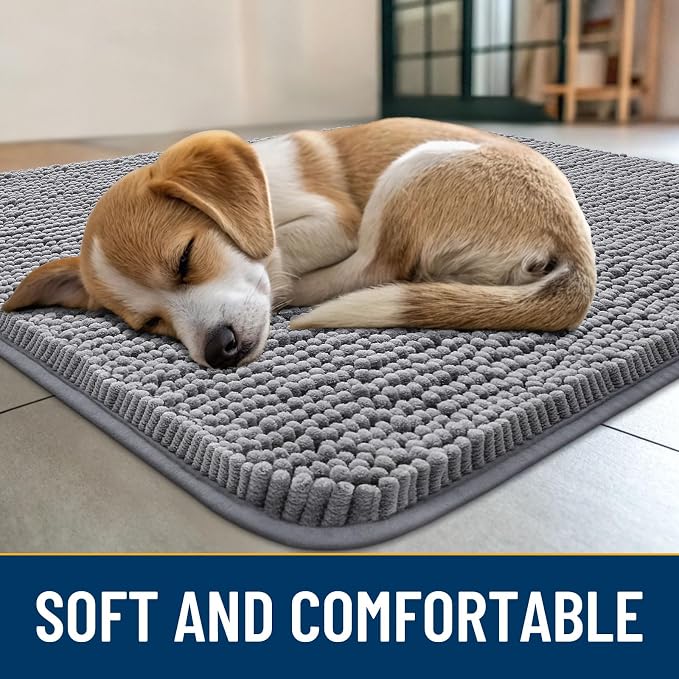 Smiry Dog Door Mat for Muddy Paws 70x35, Absorbent Dirt Trapper, Non-Slip - Image 2