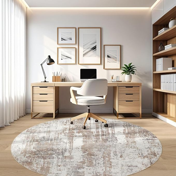 Round Rug Living Room Rugs: 7Ft Washable Circle Large Abstract Modern Soft - Image 8