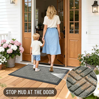 OLANLY Front Door Mat Outside Entrance 59x34, Heavy Duty Sturdy Natural Rubber - Image 7