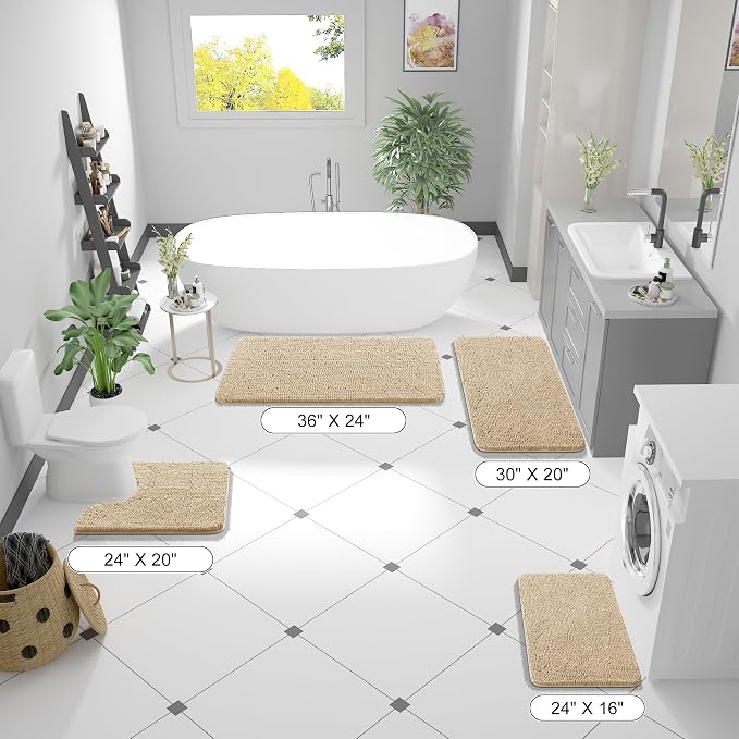 OLANLY Bathroom Runner Rugs 70x24, Extra Soft Absorbent Chenille Bath Rugs - Image 2