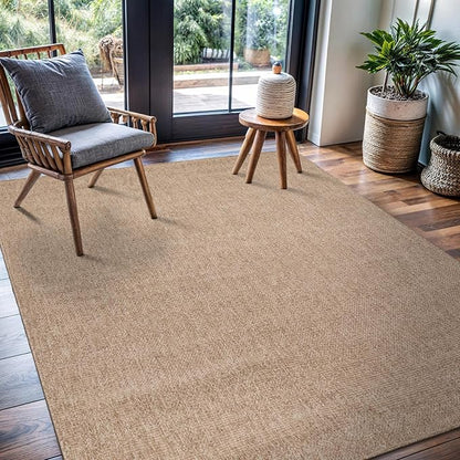 CAMILSON Easy Jute Rug 4x6, Indoor Outdoor Natural Color Fiber Area Rugs - Image 4