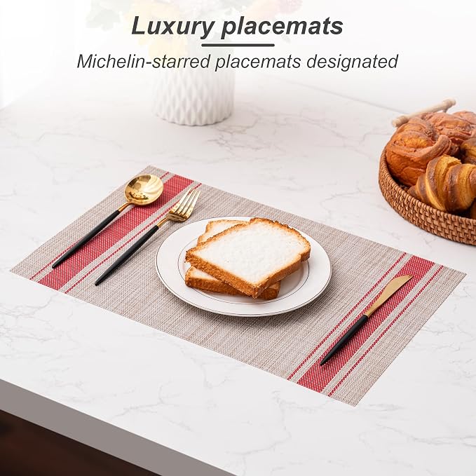 Placemats Set of 6 Washable Indoor | Outdoor Vinyl Place Mats - Image 5