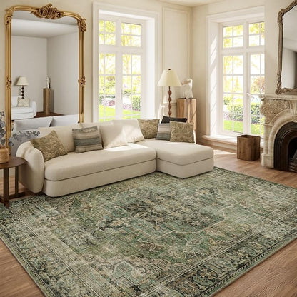 6x9 Area Rugs for Living Room: Washable Bedroom Rug Boho Vintage Rugs Stain by palohom
