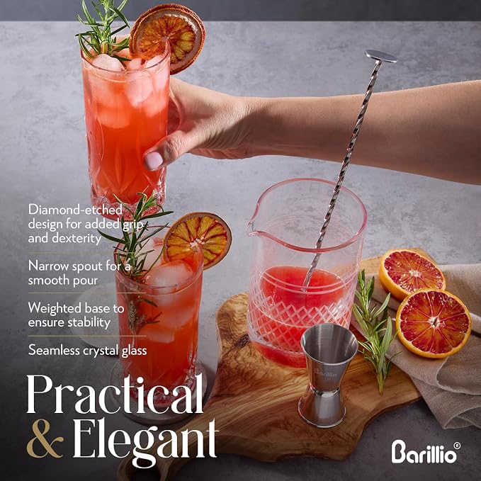 Barillio Crystal Cocktail Mixing Glass - 20 Oz Seamless Weighted - Bartender - Image 4