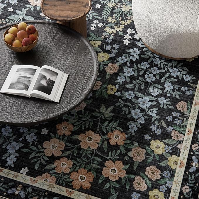9x12 Rugs for Living Room: Washable Area Rugs for Bedroom Vintage Stain - Image 3