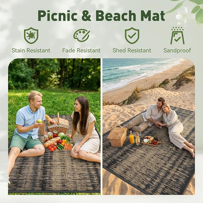 MontVoo Outdoor Rug Waterproof 6x9 ft Outdoor Carpet Patio Rug Mat Reversible - Image 4
