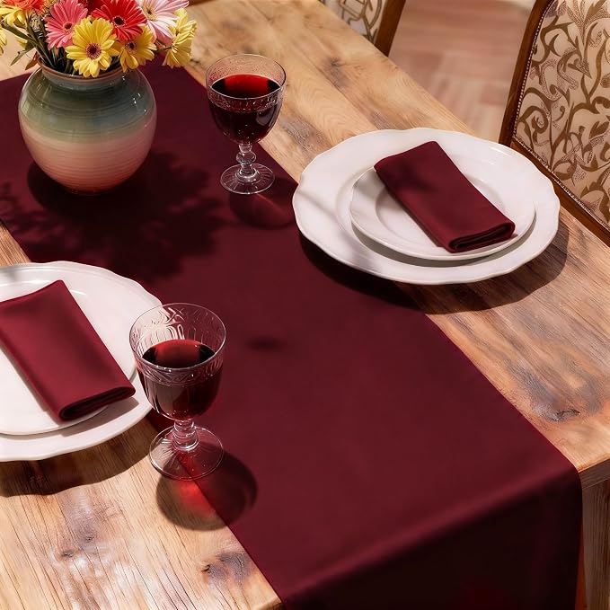 MEANMOY Burgundy Table Runner 60 Inches Long Waterproof Table Runners | - Image 6