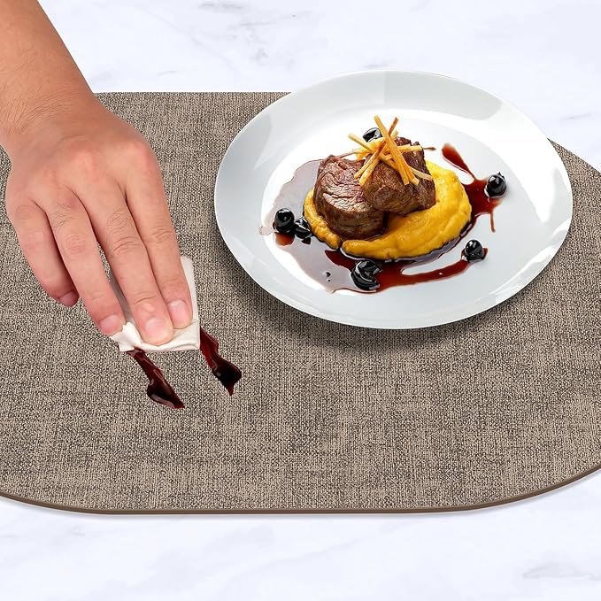 Placemats Set of 12-17" x 11.8" Waterproof & Heat Resistant Oval Place Mats - Image 4