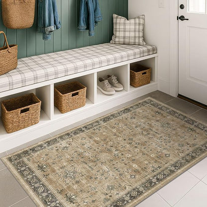 Hazo Haus Traditional Washable 3x4 Entry Rug, Mudroom Indoor Entrance Door Mat by HazoHaus