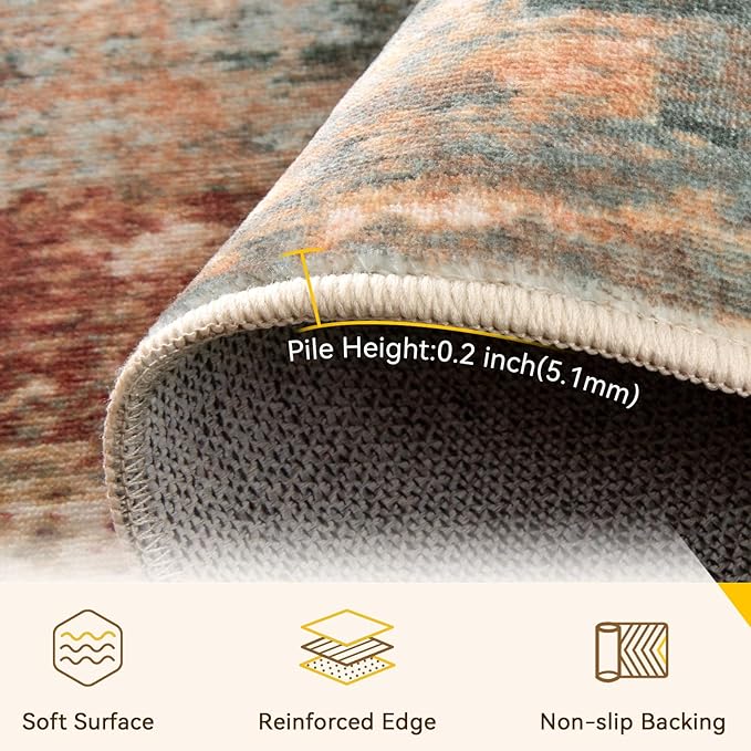 RELEANY Washable Area Rugs 3'x5' Non-Slip Modern Abstract Soft - Image 4
