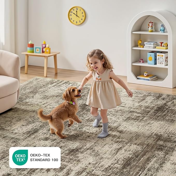 Lofus 9x12 Area Rug for Living Room, Neutral Modern Washable Carpet for Bedroom - Image 6