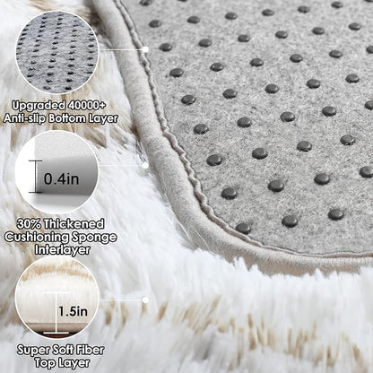ONASAR 8x10 Area Rugs for Living Room, Fluffy White and Beige Bedroom Rug - Image 3