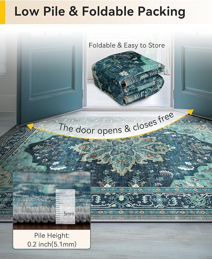 RELEANY Area Rugs Runner 3'x20' Washable Non-Slip, Floral Vintage Distress - Image 5