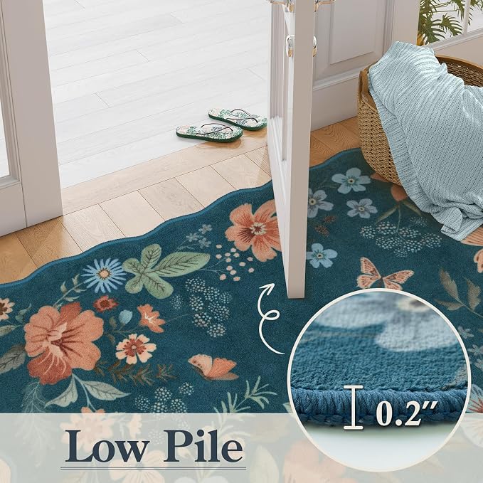 Lahome Floral Washable Rugs for Bedroom, 4X6 Area Rug Ultra-Thin Soft Living - Image 5