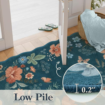 Lahome Floral Washable Rugs for Bedroom, 4X6 Area Rug Ultra-Thin Soft Living - Image 5