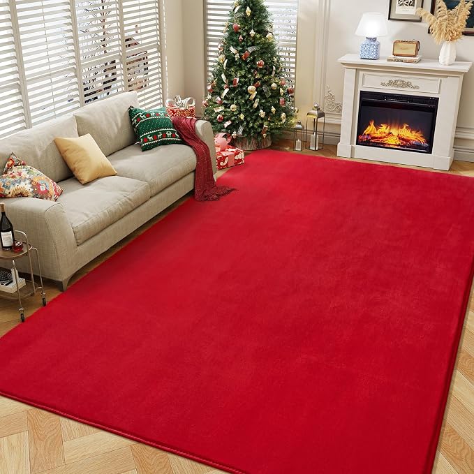 Amearea Large Modern Area Rugs for Bedroom Living Room, 5x8 Feet Red Thickened - Image 5