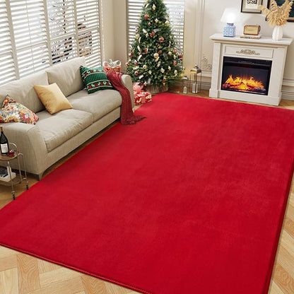 Amearea Large Modern Area Rugs for Bedroom Living Room, 5x8 Feet Red Thickened - Image 5