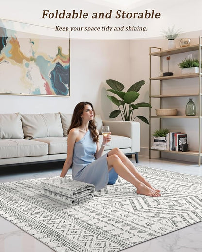 Miukiki 5x7 Area Rug for Living Room Moroccan Washable Rugs Non Slip Indoor - Image 5