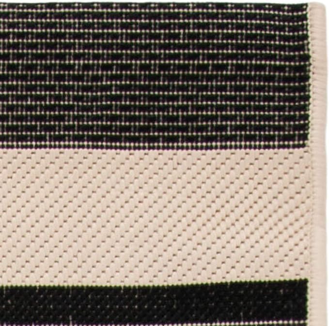 SAFAVIEH Courtyard Collection 2'3' x 10' Black/Bone CY6062 Stripe Indoor/ - Image 6