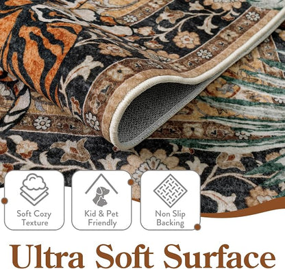 Moynesa Tiger 8x10 Area Rug, Washable Boho Rugs - Image 4