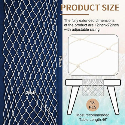 SATINIOR 18 Pcs 12 x 72'' Fishing Net Table Runner Party Decoration, Natural | - Image 2