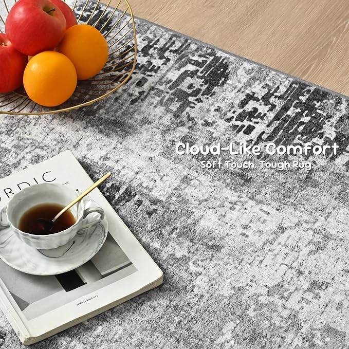 2x8 Grey Rug Runners for Hallways Kitchen Runner Rug Non Slip Washable Black - Image 6