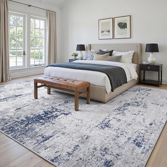 Area Rugs 10x14 Living Room: Large Modern Abstract Washable Rug Soft Anti-Skid - Image 3