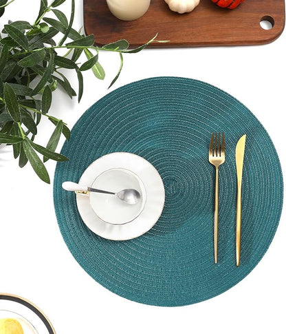 SHACOS Round Placemats Set of 4 Woven Braided Table Placemats 15 inch Circle - Image 6